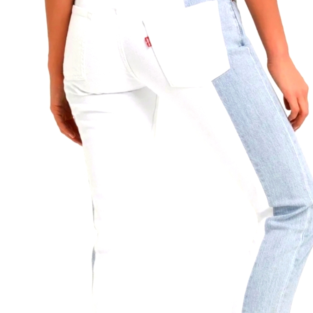 LEVIS 501 Taper Light Wash Color Block Cropped Jeans 26 w,26 L